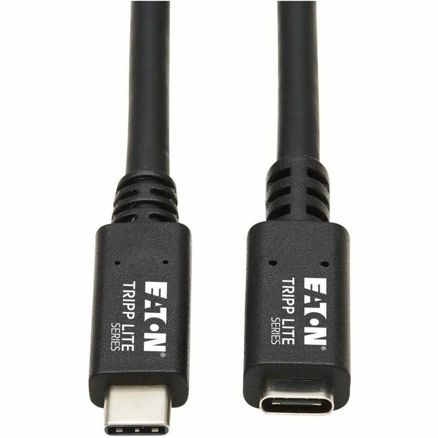 Eaton Tripp Lite Series USB-C Extension Cable (M/F) - USB 3.2 Gen 2 (10Gbps), Thunderbolt 3 Compatible, Black, 20 in. (0.5 m)