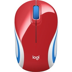 Logitech M187 Mouse - Radio Frequency - USB - Optical - 3 Button(s) - Bright Red