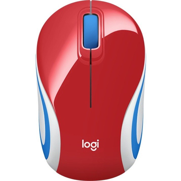 Logitech M187 Mouse - Radio Frequency - USB - Optical - 3 Button(s) - Bright Red