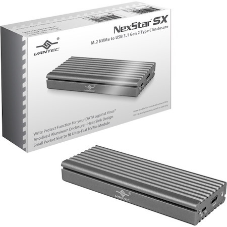 Vantec Nexstar SX NST-205C3-SG Drive Enclosure PCI Express NVMe 3.0 x4 - USB 3.1 (Gen 2) Type C Host Interface External