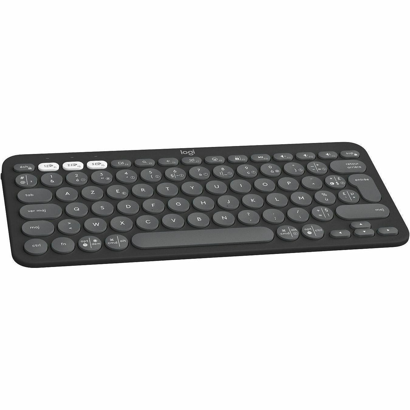 Logitech Pebble Keys 2 K380s Keyboard - Wireless Connectivity - USB Interface - French - AZERTY Layout - Tonal Graphite