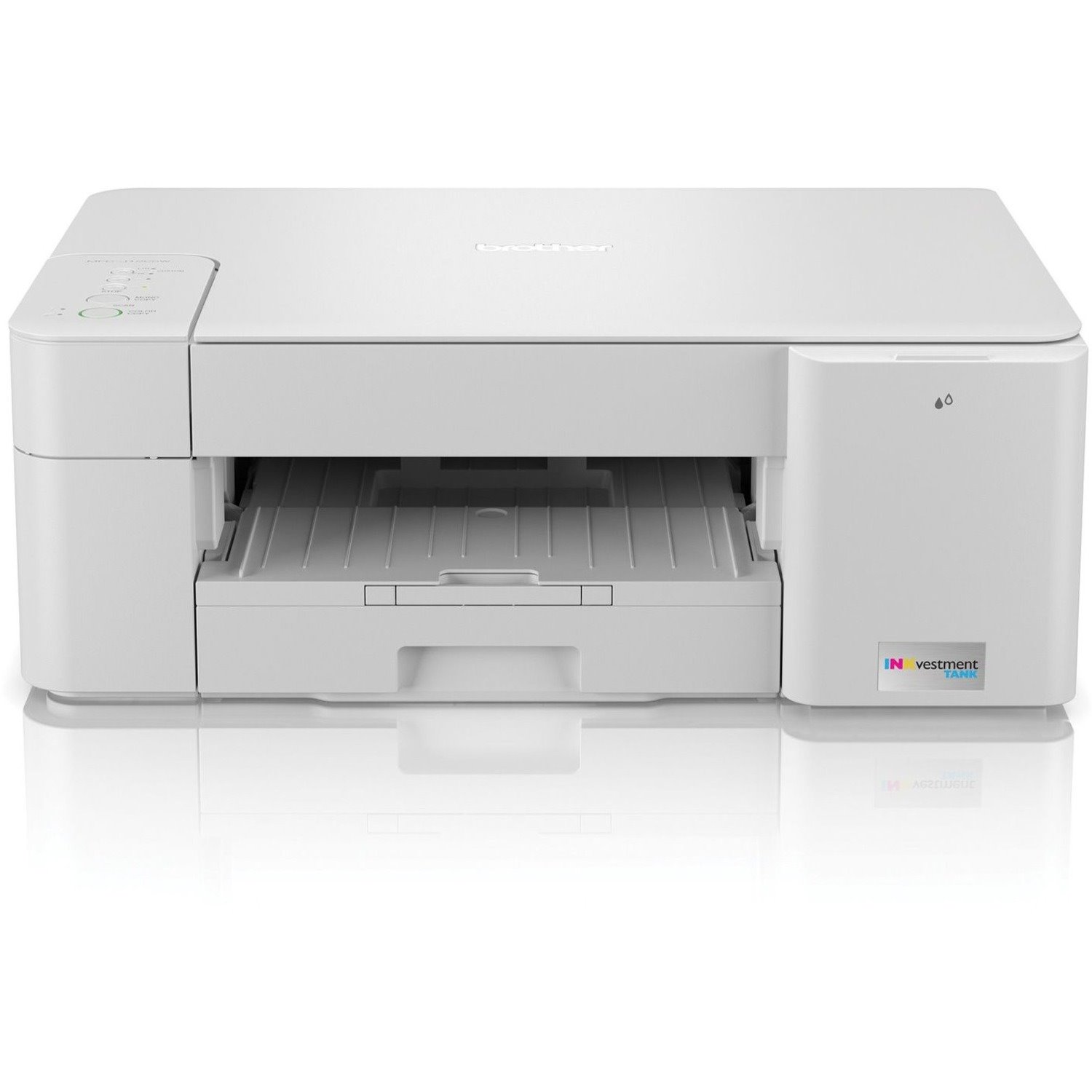 Brother INKvestment Tank MFC-J1205W Wireless Inkjet Multifunction Printer-Color-Copier/Scanner-1200x6000 Print-2500 Pages Monthly-150 sheets Input-Color Scanner-2400 Optical Scan-Wireless LAN-Mopria-Apple AirPrint-Wi-Fi Direct-Brother Mobile Connect