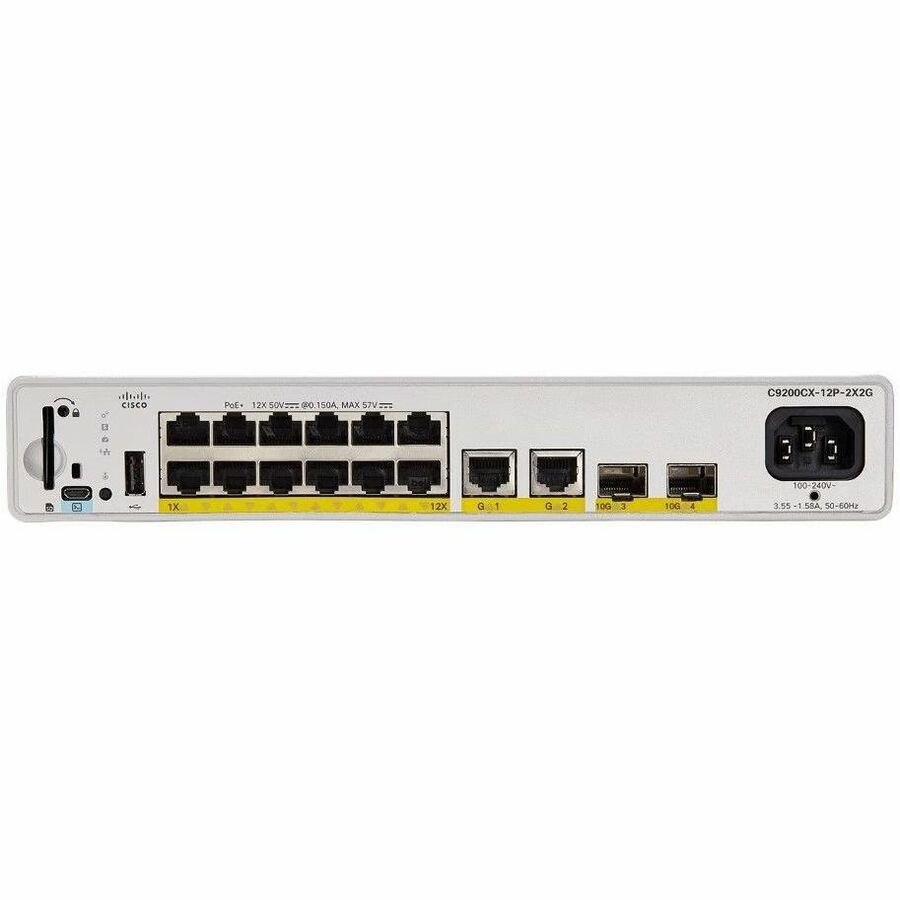 Cisco Catalyst 9200 C9200CX-12P-2X2G 12 Ports Manageable Ethernet Switch - 10 Gigabit Ethernet, Gigabit Ethernet - 10GBase-T, 10GBase-X, 1000Base-T