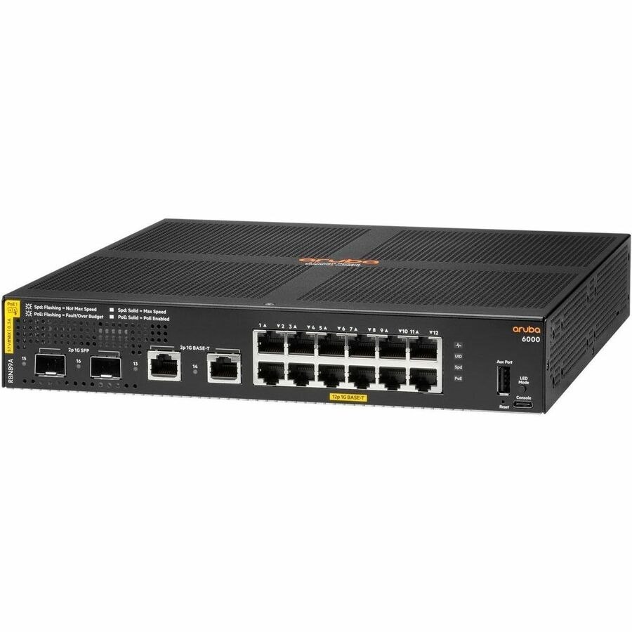 HPE CX 6000 12 Ports Manageable Ethernet Switch - Gigabit Ethernet - 10/100/1000Base-T, 100/1000Base-X