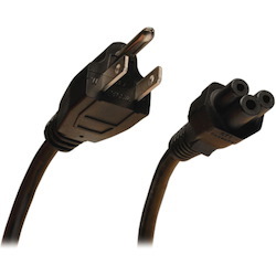 Eaton Tripp Lite Series 3-Slot Power Cord, NEMA 5-15P to C5 - Laptop/Notebook, 7A, 125V, 18 AWG, 6 ft. (1.8 m), Black
