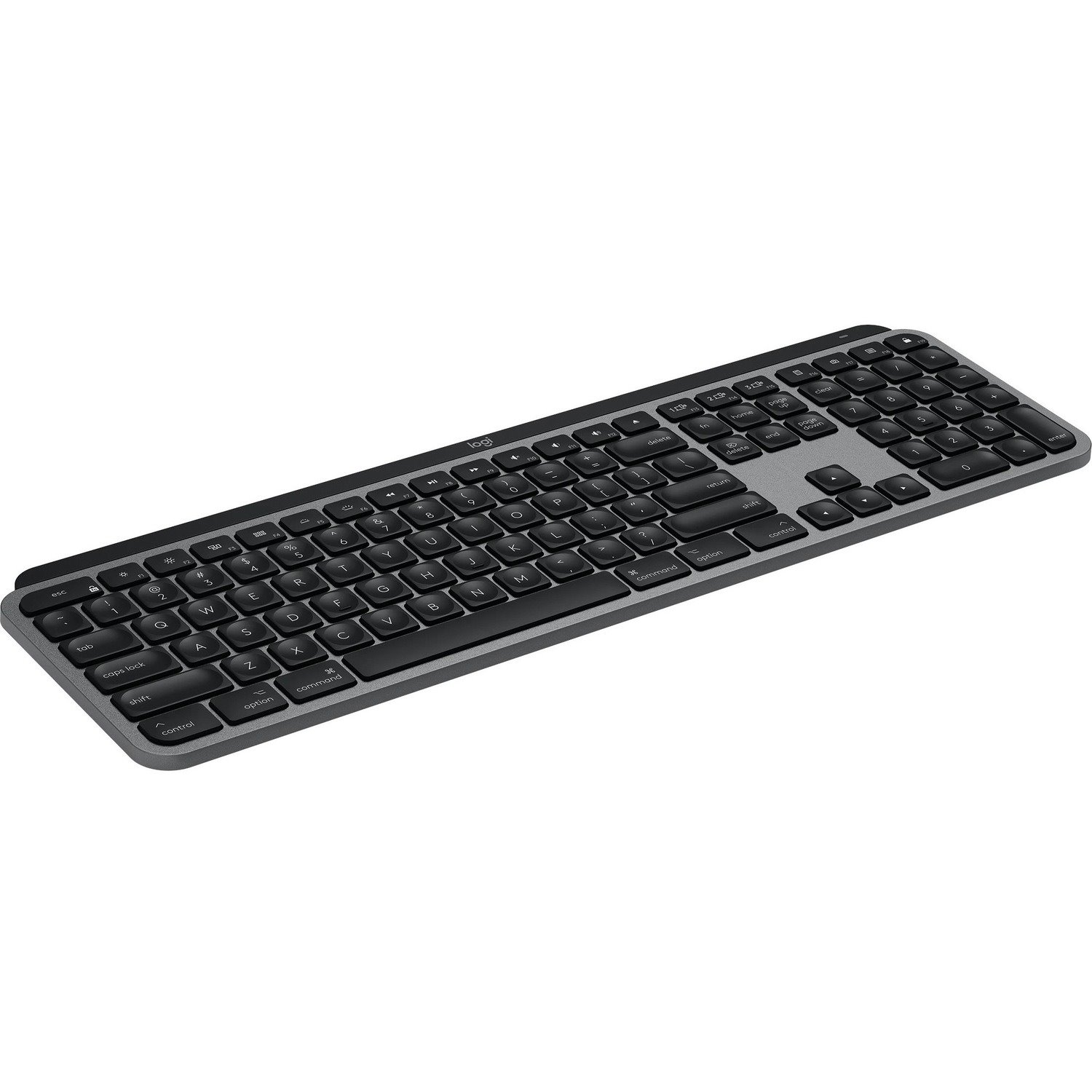 Logitech MX Keys Advanced Wireless Illuminated Keyboard / Tactile Responsive Typing, Backlighting, Bluetooth, USB-C, Apple macOS, Metal Build, Space Gray