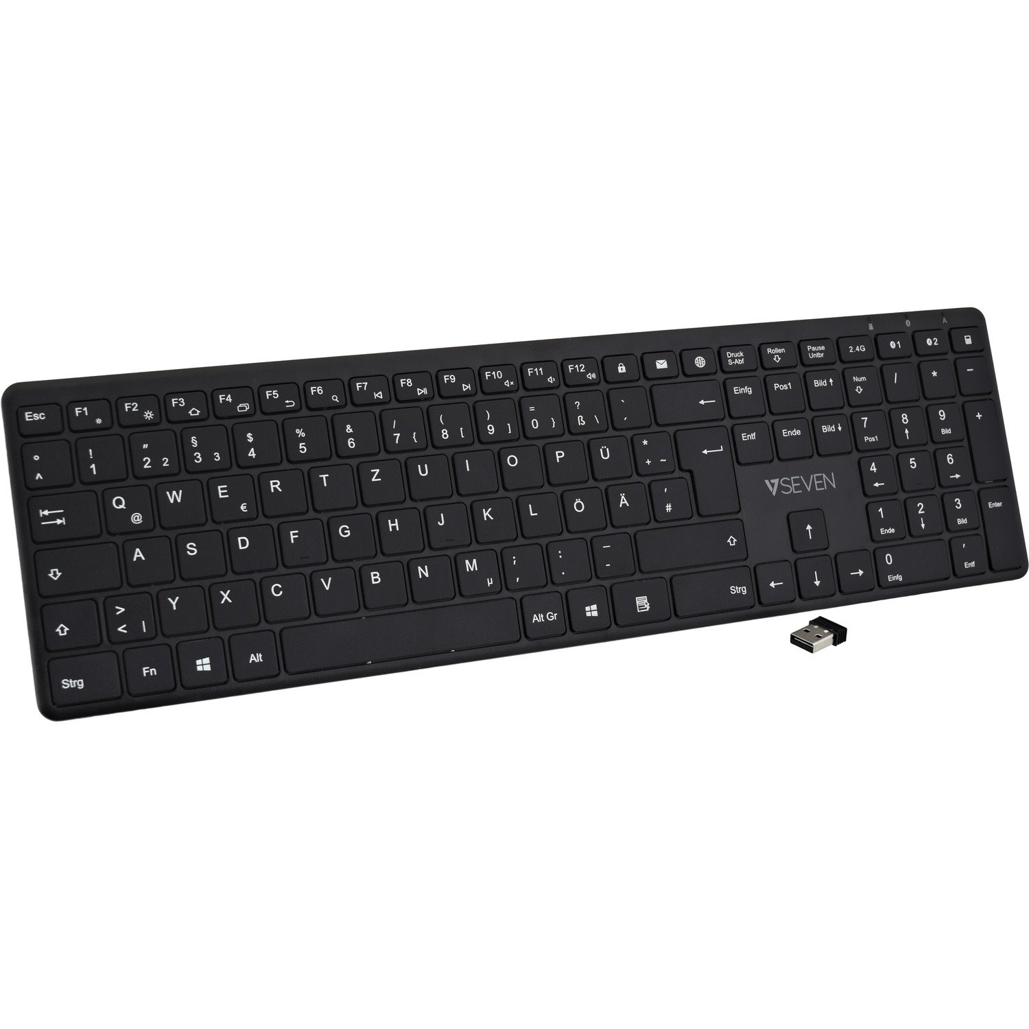 V7 KW550DEBT Keyboard - Wireless Connectivity - USB Interface - German - QWERTZ Layout - Black