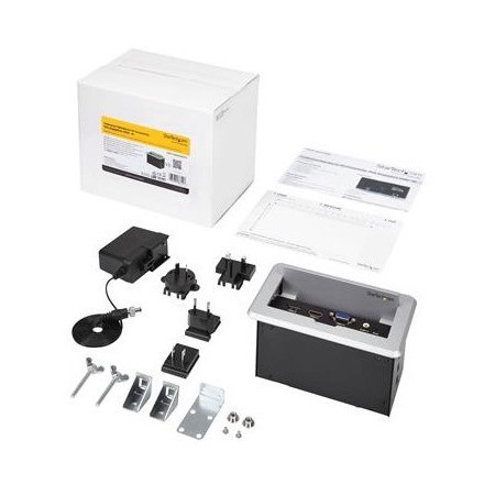 StarTech.com Conference Table Connectivity Box for A/V - USB Charging - LAN - HDMI / VGA / DisplayPort Inputs - HDMI Output - 4K