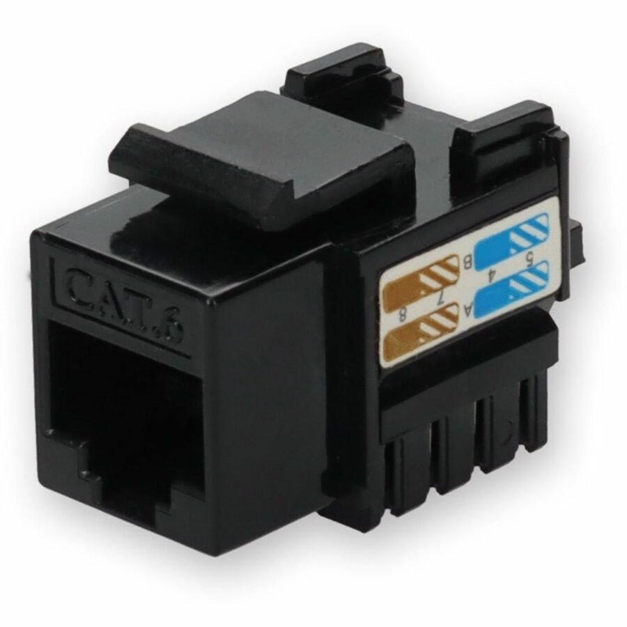 AddOn Non-Terminated to RJ-45 (Female) Black Cat6 UTP Copper Connector 90 Degree