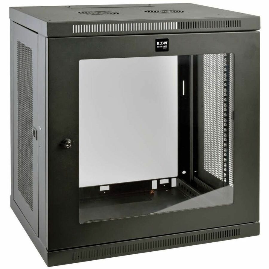 Eaton Tripp Lite Series SmartRack 12U Low-Profile Switch-Depth Wall-Mount Small Rack Enclosure, Clear Acrylic Window