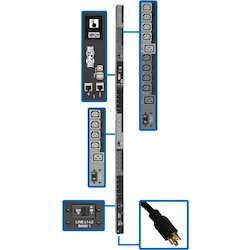 Tripp Lite by Eaton 10kW 200-240V 3PH Switched PDU - LX Interface, Gigabit, 30 Outlets, L21-30P Input, LCD, 1.8 m Cord, 0U 1.8 m Height, TAA