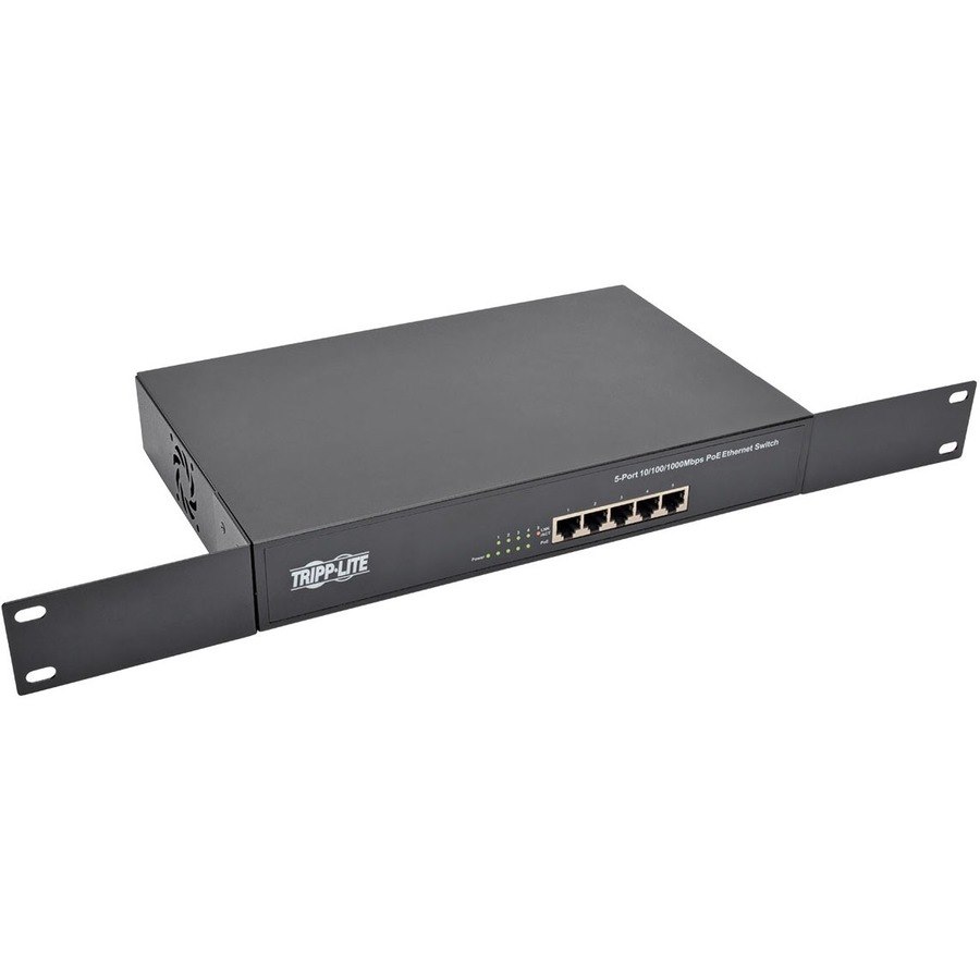 Tripp Lite by Eaton 5-Port 10/100/1000 Mbps 1U Rack-Mount/Desktop Gigabit Ethernet Unmanaged Switch with PoE+, 75W