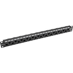 Tripp Lite by Eaton 24-Port 1U Rack-Mount Cat5e/6 Offset Feed-Through Patch Panel with Cable Management Bar, RJ45 Ethernet, TAA