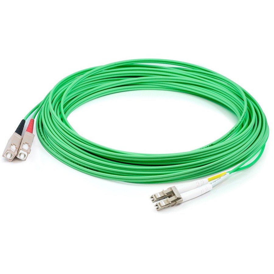 AddOn 10m LC (Male) to SC (Male) Straight Green OM3 Duplex Fiber OFNR (Riser-Rated) TAA Compliant Patch Cable