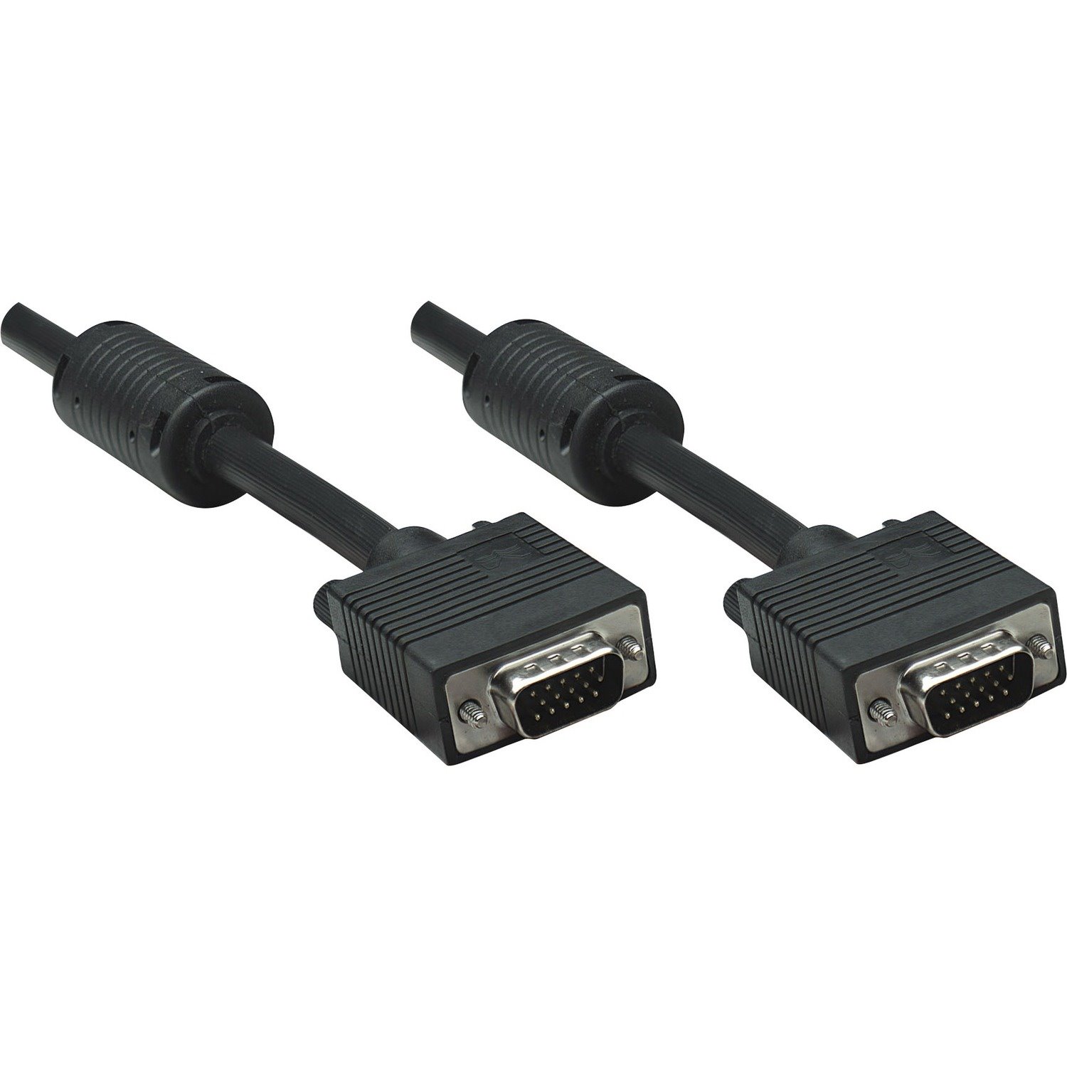 Manhattan SVGA HD15 Male to HD15 Male Monitor Cable with Ferrite Cores, 30', Black