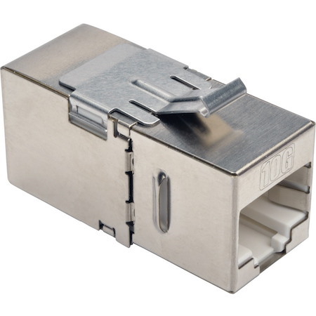 Tripp Lite by Eaton Cat6a Straight-Through Modular Shielded In-Line Snap-In Coupler with 90-Degree Down-Angled Port (RJ45 F/F), TAA