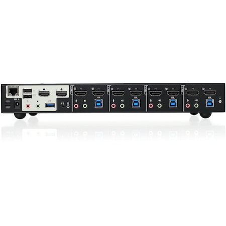 IOGEAR 4-Port 4K Dual View KVMP Switch with HDMI Connection, USB 3.0 Hub and Audio