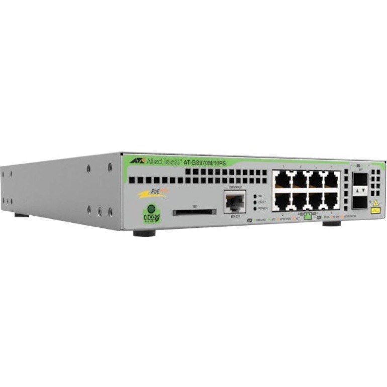 Allied Telesis CentreCOM GS970M GS970M/10PS 8 Ports Manageable Layer 3 Switch - Gigabit Ethernet - 10/100/1000Base-T, 100/1000Base-X