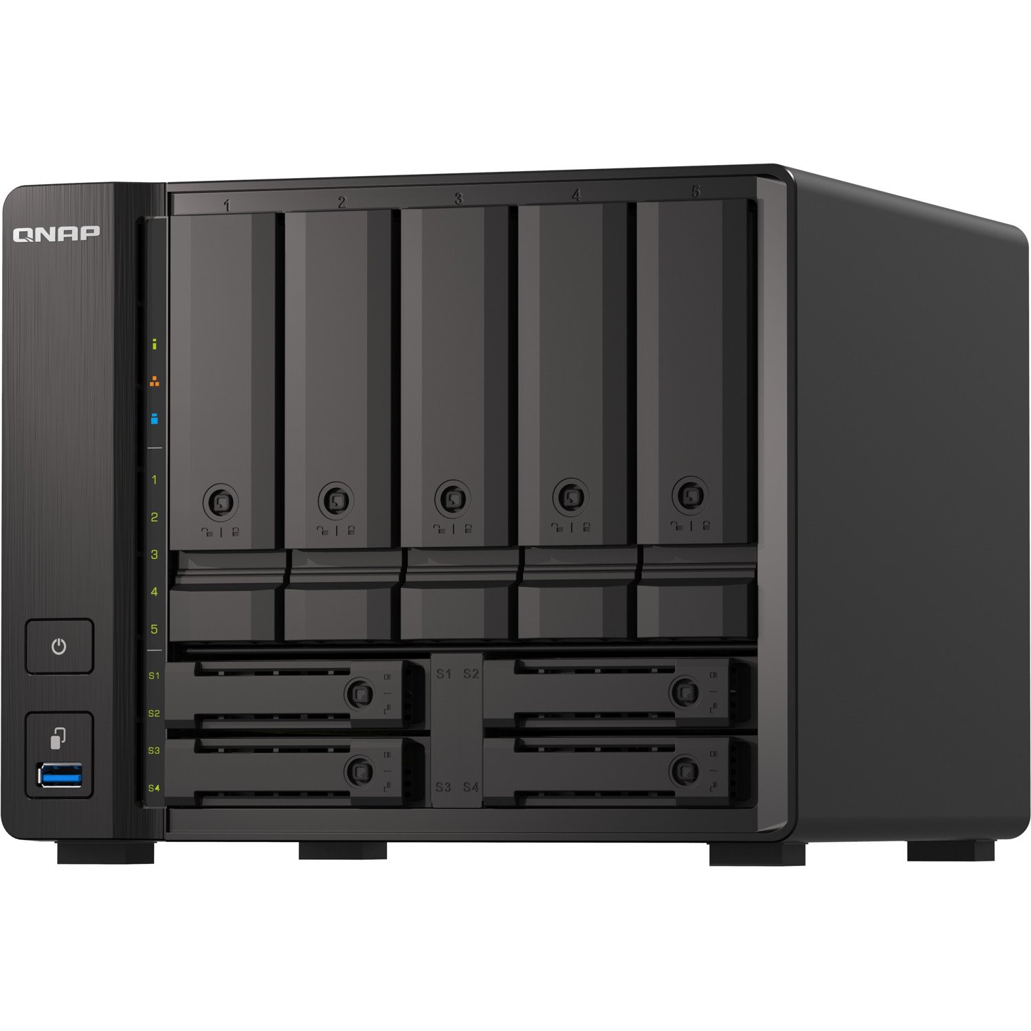 QNAP TS-H973AX-8G 9 x Total Bays SAN/NAS Storage System - 5 GB Flash Memory Capacity - AMD Ryzen V1500B Quad-core (4 Core) 2.20 GHz - 8 GB RAM - DDR4 SDRAM Tower