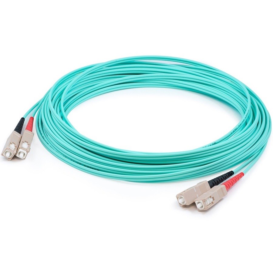 AddOn 50m SC (Male) to SC (Male) Aqua OM3 Duplex Fiber OFNR (Riser-Rated) Patch Cable