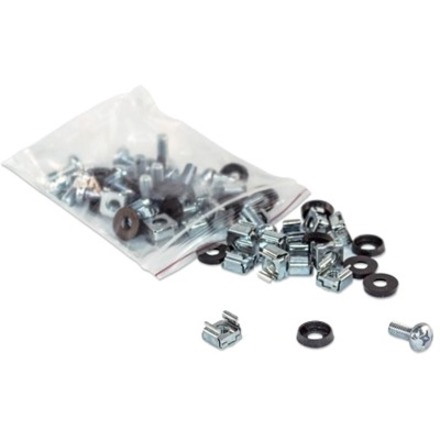 Cage Nut Set (100 Pack), M6 Nuts, Bolts and Washers, Suitable for Network Cabinets/Server Racks, Plastic Storage Jar, Lifetime Warranty