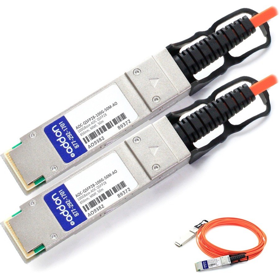 AddOn Dell AOC-QSFP28-100G-50M Compatible TAA Compliant 100GBase-AOC QSFP28 to QSFP28 Direct Attach Cable (850nm, MMF, 50m)