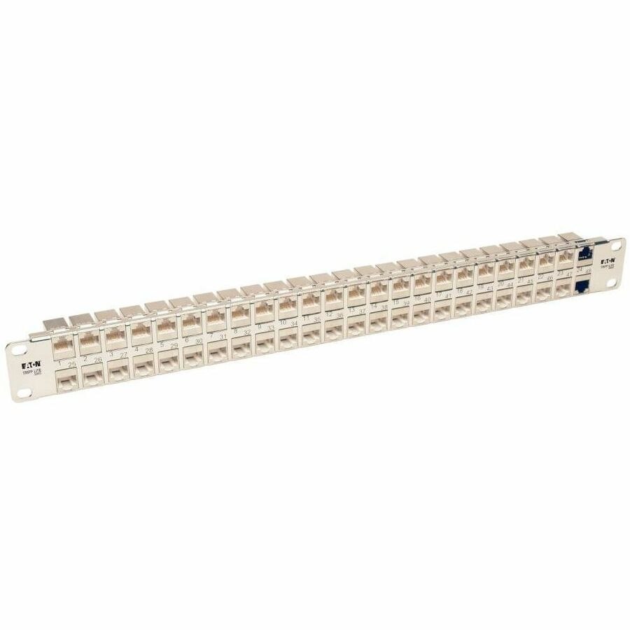 Eaton Tripp Lite Series 48-Port 1U Rack-Mount STP Shielded Cat6a Feedthrough Patch Panel, RJ45 Ethernet, TAA