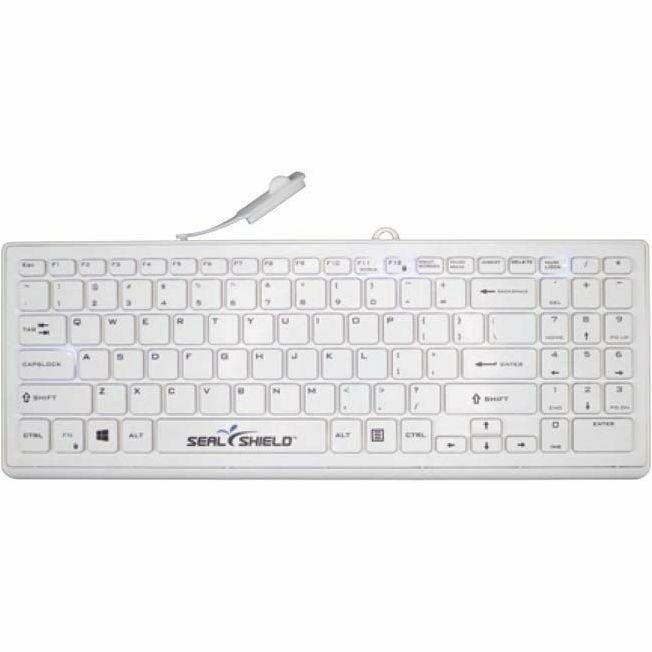 Seal Shield Cleanwipe Pro Keyboard - Cable Connectivity - USB 3.0 Interface - LED - English (US) - QWERTY Layout - White