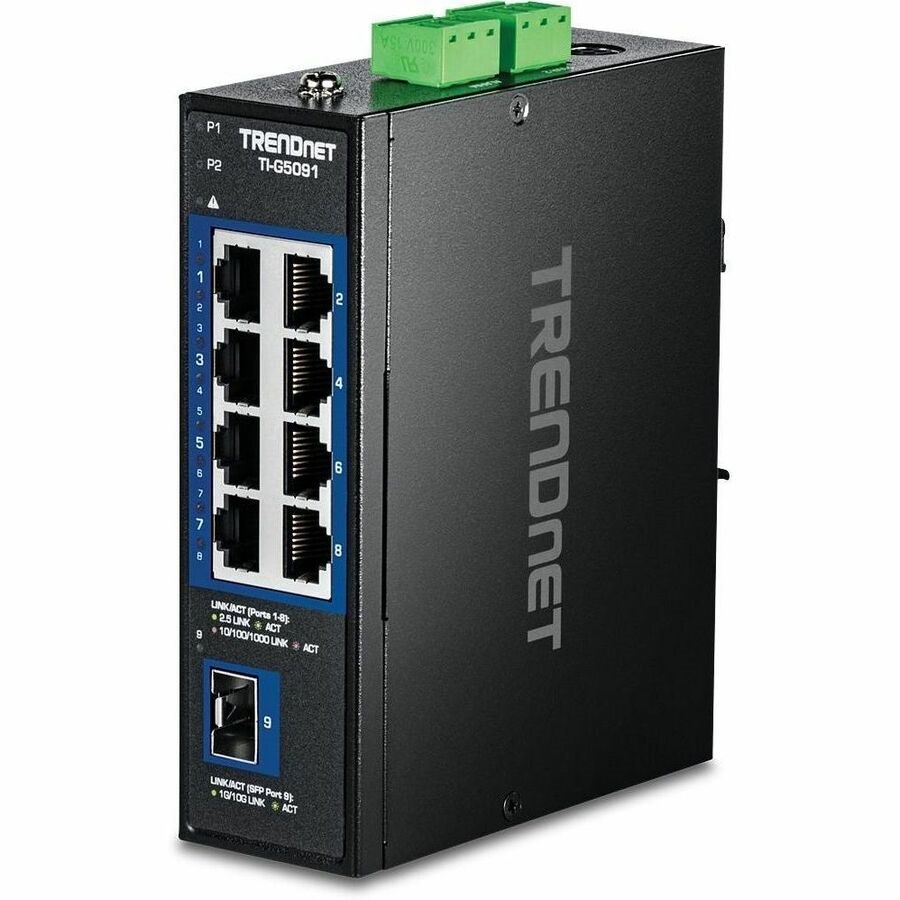 TRENDnet 9-Port Industrial 2.5G DIN-Rail Switch with 10G SFP+ Port