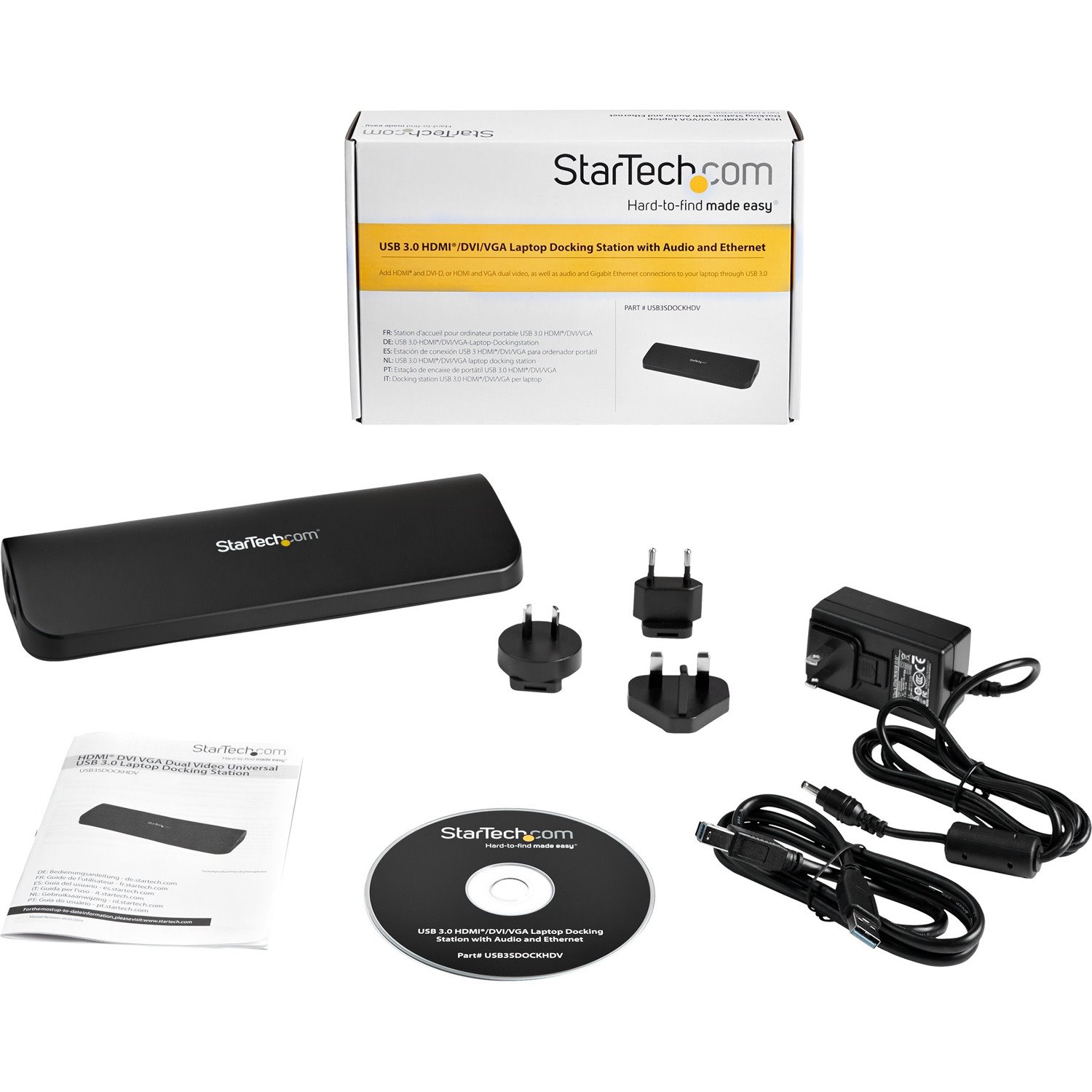 StarTech.com USB 3.0 Docking Station - Compatible with Windows / macOS - Supports Dual Displays - HDMI and DVI - DVI to VGA Adapter Included - USB3SDOCKHD