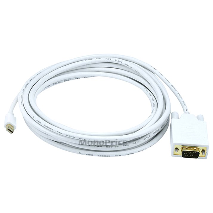 Monoprice 15ft 32AWG Mini DisplayPort to VGA Cable - White