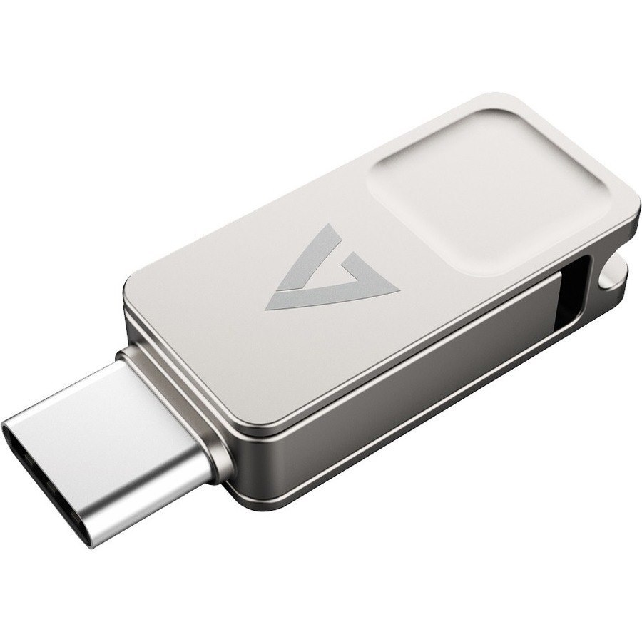 V7 128 GB USB 3.2 (Gen 1) Type A, USB Type C Flash Drive - Silver