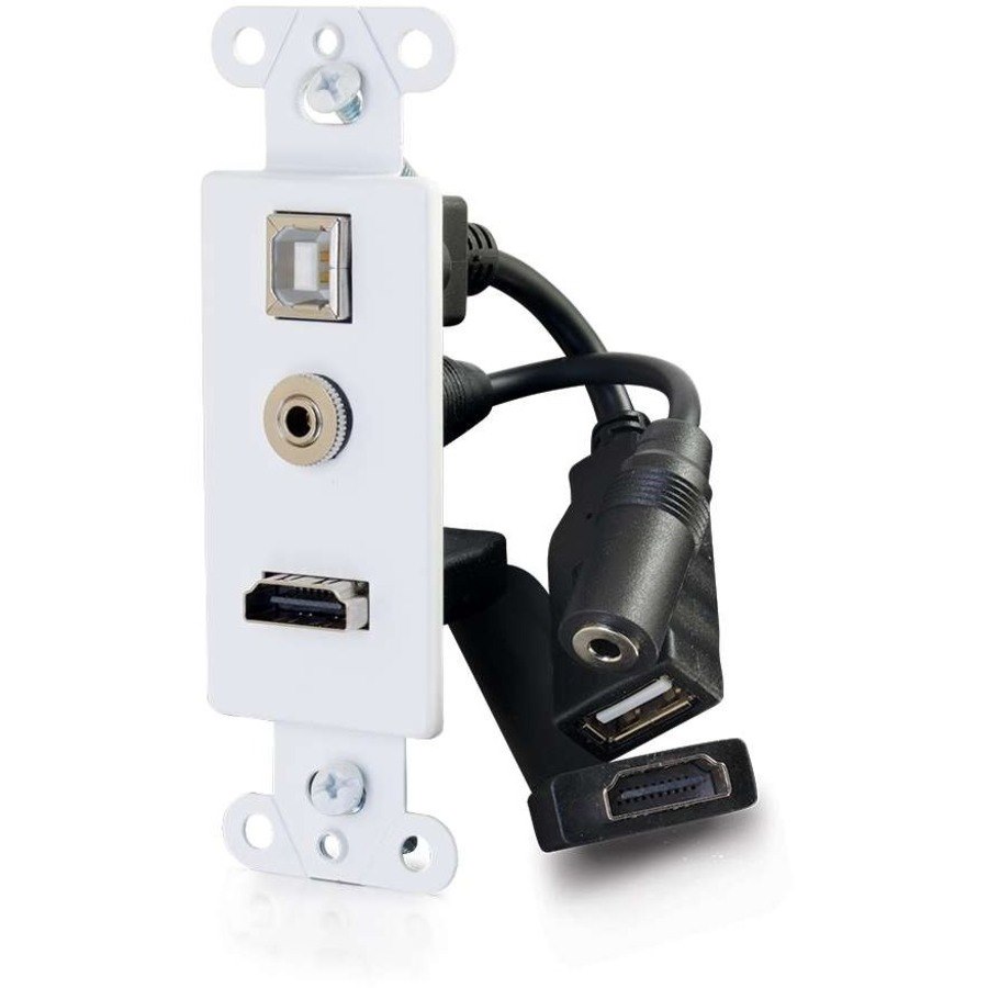 C2G Decorative HDMI Wall Plate with USB and 3.5mm White