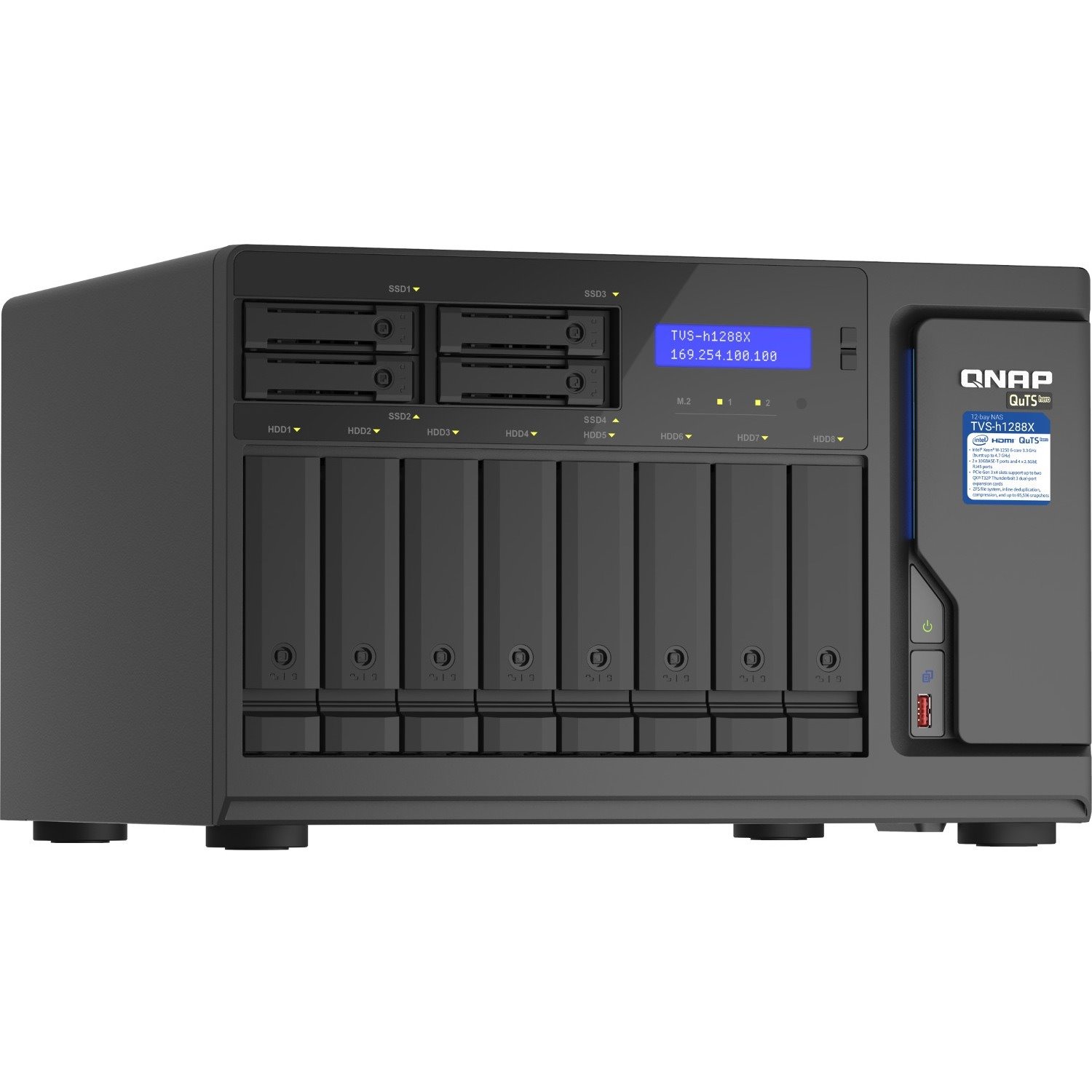 QNAP TVS-H1288X-W1250-16G 12 x Total Bays SAN/NAS Storage System - 5 GB Flash Memory Capacity - Intel Xeon W-1250 Hexa-core (6 Core) 3.30 GHz - 16 GB RAM - DDR4 SDRAM Tower