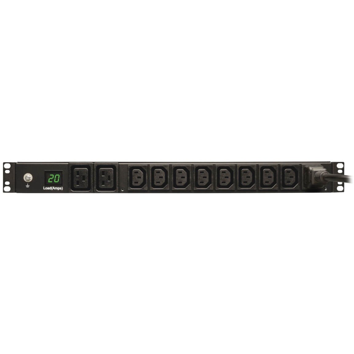 Eaton Tripp Lite Series 3.7kW Single-Phase Local Metered PDU, 208/230V (8 C13 & 2 C19), C20 / L6-20P Adapter, 12 ft. (3.66 m) Cord, 1U Rack-Mount, TAA