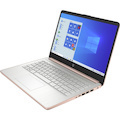 HP 14-dq0000 14-dq0030nr 14" Notebook - HD - 1366 x 768 - Intel Celeron N4020 Dual-core (2 Core) 1.10 GHz - 4 GB Total RAM - 64 GB Flash Memory - Pale Rose Gold, Natural Silver