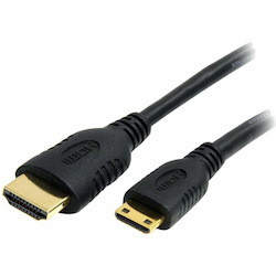 StarTech.com 1m Mini HDMI to HDMI Cable with Ethernet, 4K 30Hz High Speed Mini HDMI 1.4 (Type-C) Device to HDMI Adapter Cable/Cord, M/M