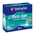 Verbatim 95044 DVD Rewritable Media - DVD-RW - 2x - 4.70 GB - 5 Pack Jewel Case