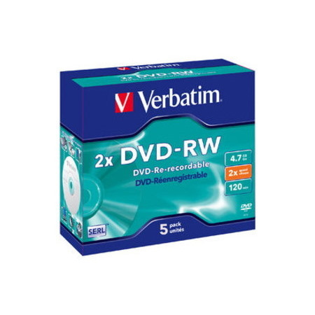 Verbatim 95044 DVD Rewritable Media - DVD-RW - 2x - 4.70 GB - 5 Pack Jewel Case