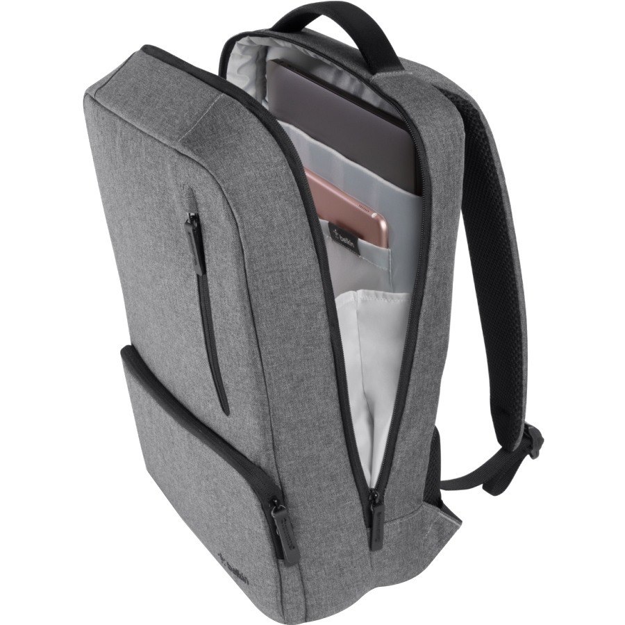 Belkin Classic Pro Carrying Case (Backpack) for 39.6 cm (15.6") Acer, Samsung, Google, HP, Apple, Lenovo, Nokia, Microsoft Notebook, Chromebook - Heather Gray, Black
