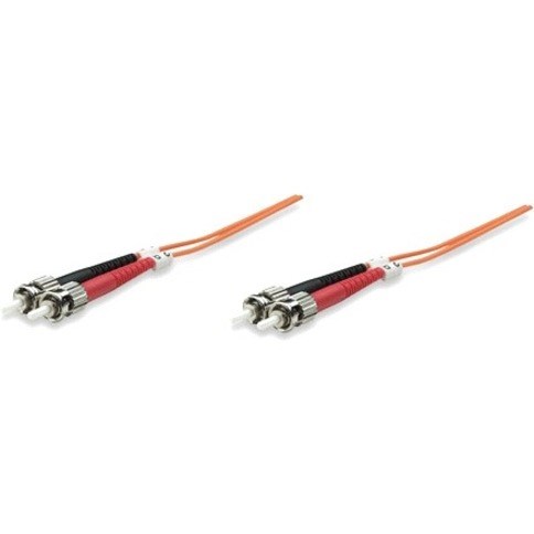 Intellinet Network Solutions Fiber Optic Patch Cable, ST/ST, OM1, 62.5/125, Multimode, Duplex, Orange, 7 ft (2 m)