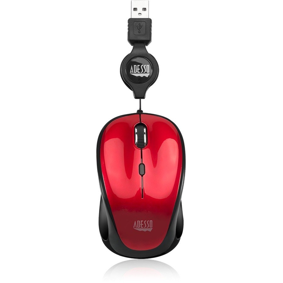 Adesso iMouse S8R Mouse - USB 2.0 - Optical - 3 Button(s) - Red