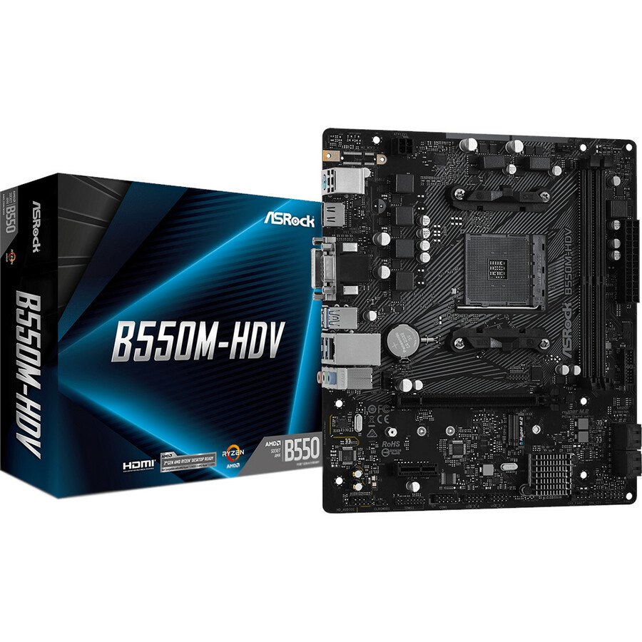 ASRock B550M-HDV Desktop Motherboard - AMD B550 Chipset - Socket AM4 - Micro ATX
