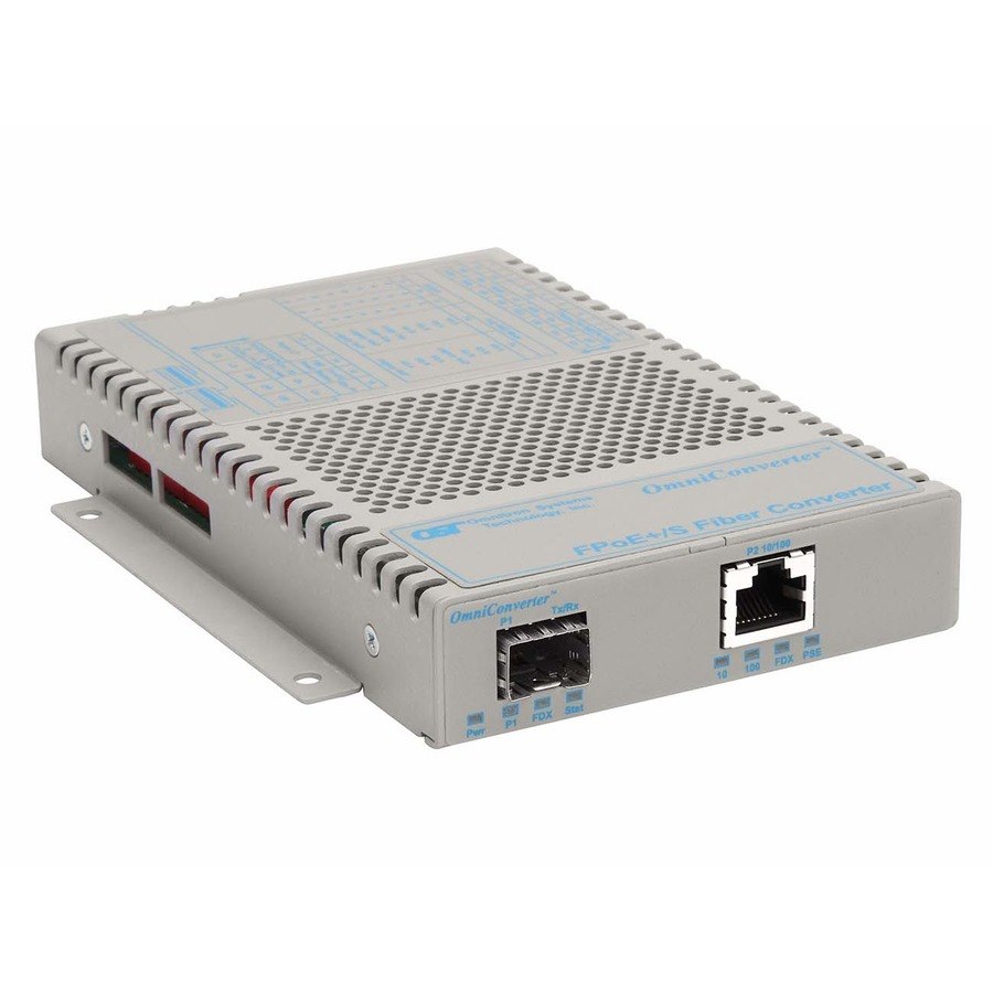 OmniConverter 10/100 PoE+ Ethernet Fiber Media Converter Switch RJ45 SFP