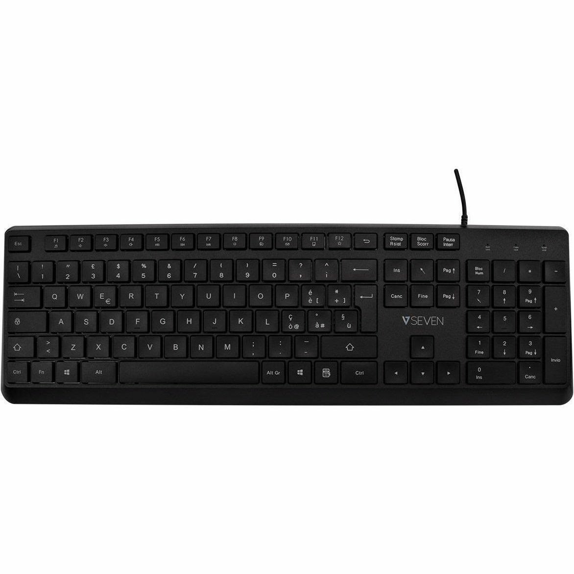 V7 KU350UK Keyboard - Cable Connectivity - USB Interface - English (UK) - Black