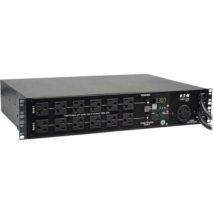 Eaton Tripp Lite Series 2.9kW Single-Phase Local Metered Automatic Transfer Switch PDU, 2 120V L5-30P Inputs, 24 5-15/20R & 1 L5-30R Outputs, 2U, TAA