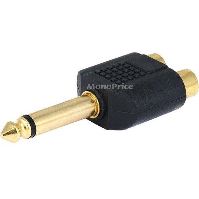 Monoprice 6.35mm (1/4 Inch) Mono Plug to 2 RCA Jack Splitter Adaptor - Gold Plated