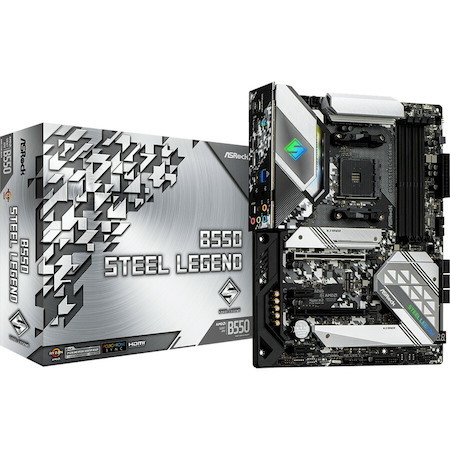 ASRock B550 Steel Legend Desktop Motherboard - AMD B550 Chipset - Socket AM4 - ATX