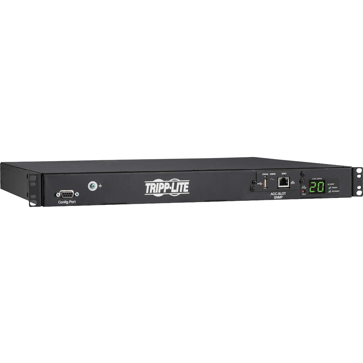 Eaton Tripp Lite Series 3.8kW 200-240V Single-Phase ATS/Monitored PDU - 8 C13 and 2 C19 Outlets, Dual C20 Inlets, 12 ft. Cords, Network Card, 1U, TAA