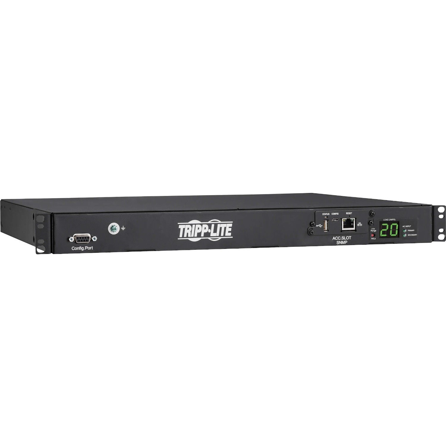 Tripp Lite by Eaton 3.8kW 200-240V Single-Phase ATS/Monitored PDU - 8 C13 and 2 C19 Outlets, Dual C20 Inlets, 12 ft. Cords, Network Card, 1U, TAA
